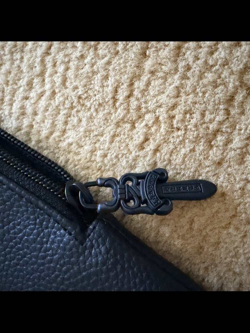 Y2K Black Gothic Cross Soft Glasses Case - Zip Pouch with Dagger Zipper Pull